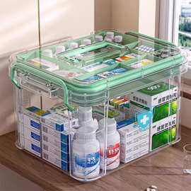 药箱家庭装家用大容量药盒药瓶收纳盒应急药品箱便携式医药箱多层