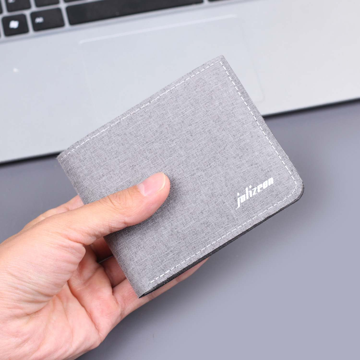 Cartera de lona de hombre cartera plegable bolso de dólar corto ultra delgado cartera de cuero de hombre doble cartera hombre