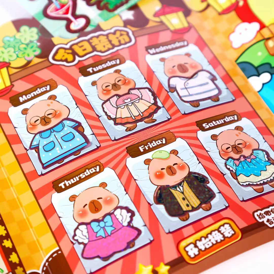 Nuevo lindo cambio de pegatinas escenas de libro tranquilo pegatinas de dibujos animados para niños DIY regalo manual pegatinas de rompecabezas libro
