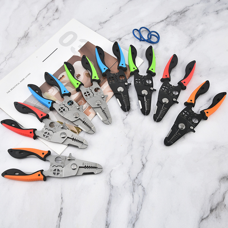 厂家批发多功能电工钳扒皮钳子弯线压线钳拔线电缆剪不锈钢剥线钳