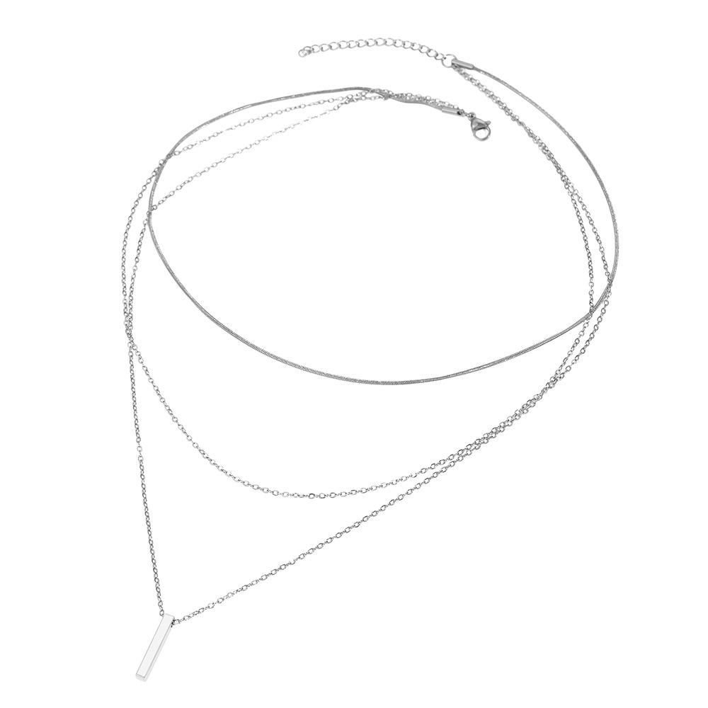 Minimalist Rectangular Bar Pendant Necklace In Stainless Steel_voghion.com