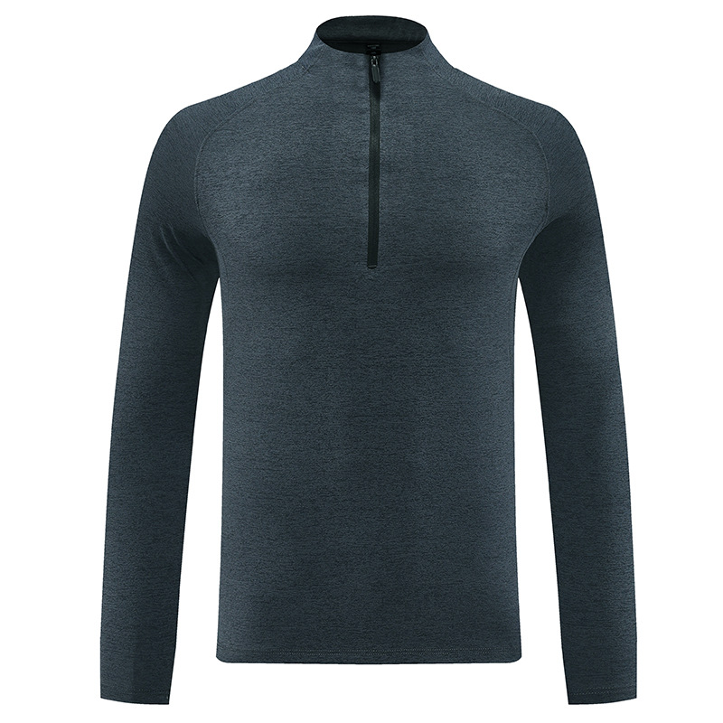 Comercio exterior transfronterizo semi-cremallera de cuello vertical camiseta de hombre camiseta legging de mangas largas acondicionamiento físico correr elástico chaqueta de secado rápido