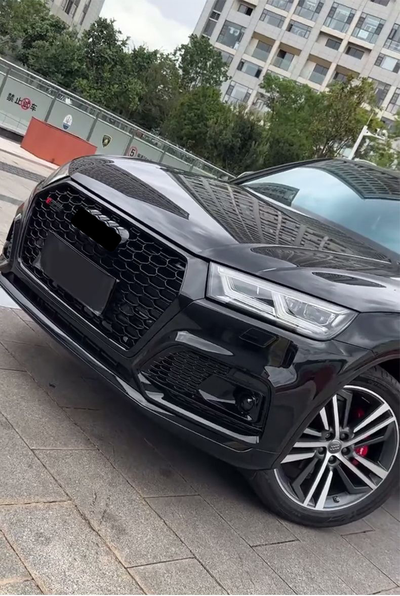 Suitable for 2018 2019 2020 Audi Q5 Fy Fog Light Grille Honeycomb Mesh Glossy Black Sline Adaptation