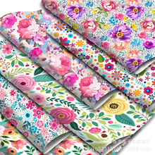 春天小碎花系列数码印花十字纹pvc皮革人造革印花皮料,1Yc48858