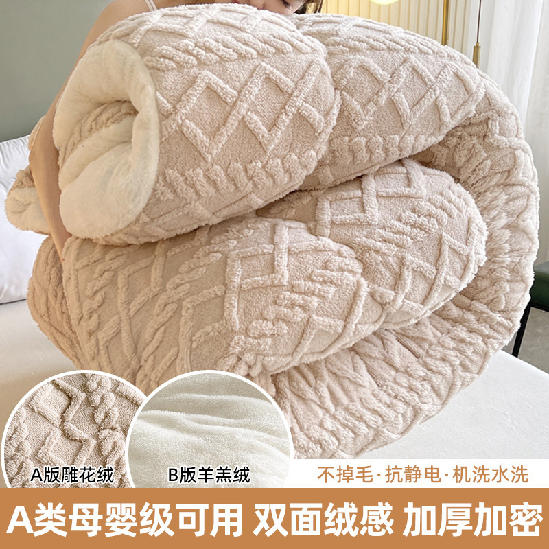 双面绒被加厚保暖塔芙绒冬被羊羔绒被子单双人学生宿舍牛奶绒被芯|undefined