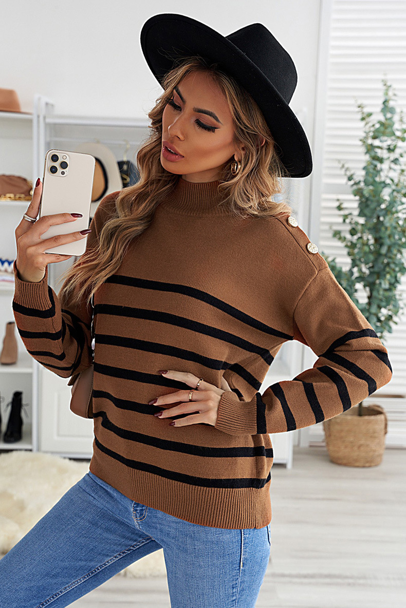 women s striped loose round neck pullover nihaostyles clothing wholesale NSQSY78168