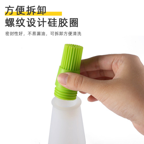 Silicone oil bottle brush outdoor barbecue oil bottle brush with cover and scale oil pot sauce brush household baking tools
