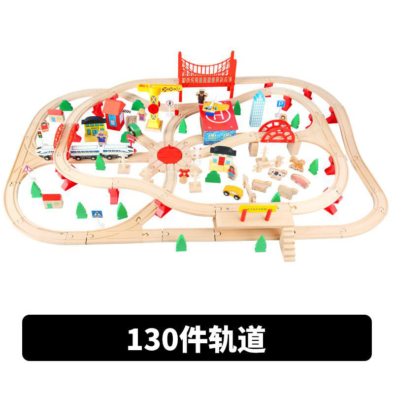Tren de madera coche eléctrico tren traje pista de madera niños ensamblados coche de juguete de 2 años de edad al por mayor masculina