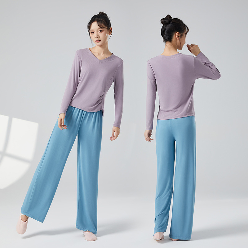 新款现代舞形体训练服上衣古典舞服装舞蹈练功裤女宽松基训舞蹈服
