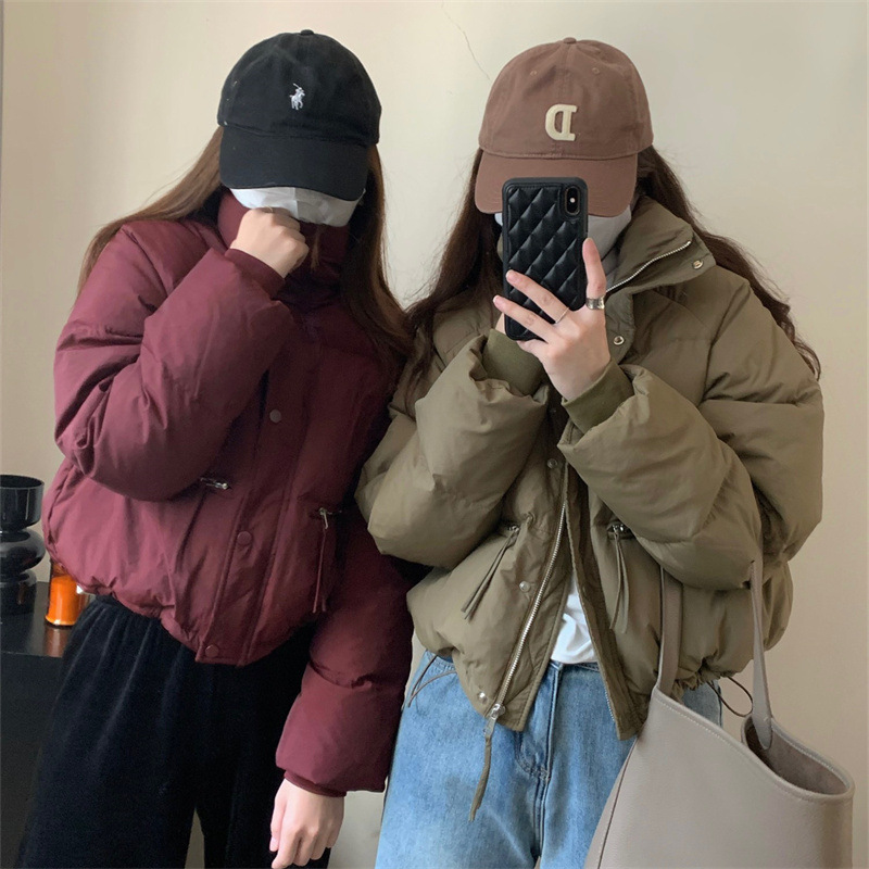 작은 여성들을 위한 한국 스타일의 부드러운 짧은 다운 재킷, 루즈한 새로운 스타일, 두꺼운 인기 빵 재킷