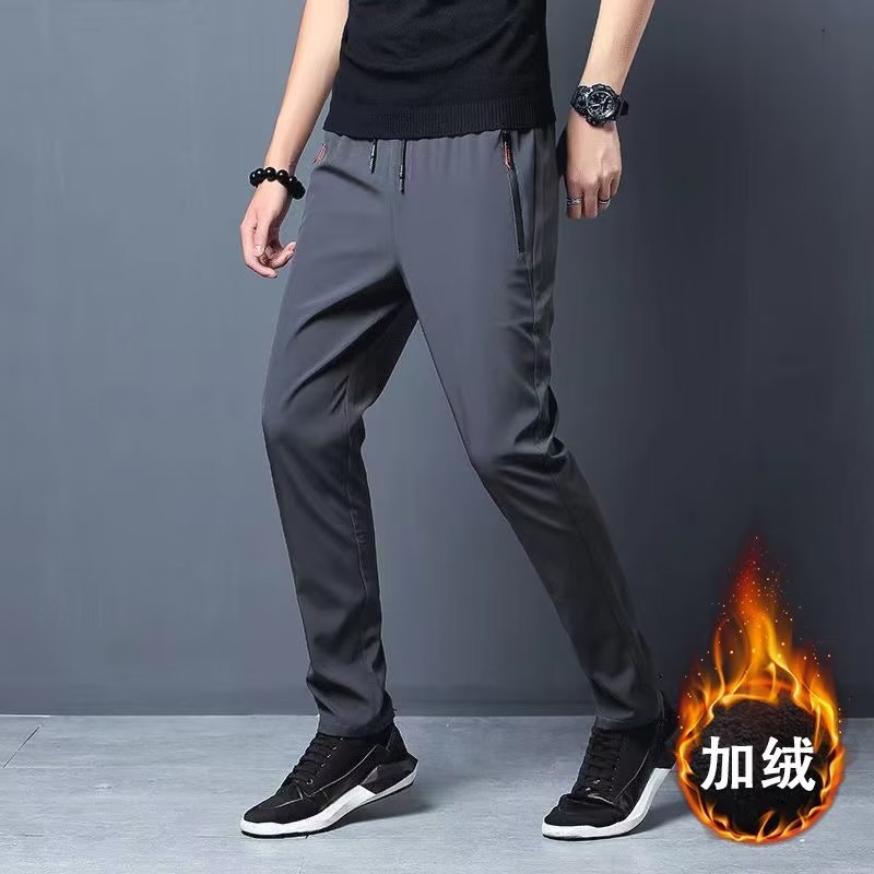 Winter keep warm men's trousers with zipper