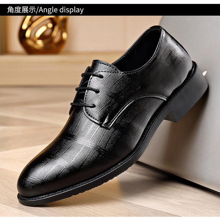 Giày da nam công sở mũi nhọn thắt dây, gót thấp 1–3 cm, đế cao su chống trượt — 2Z103 Đen chi tiết 15