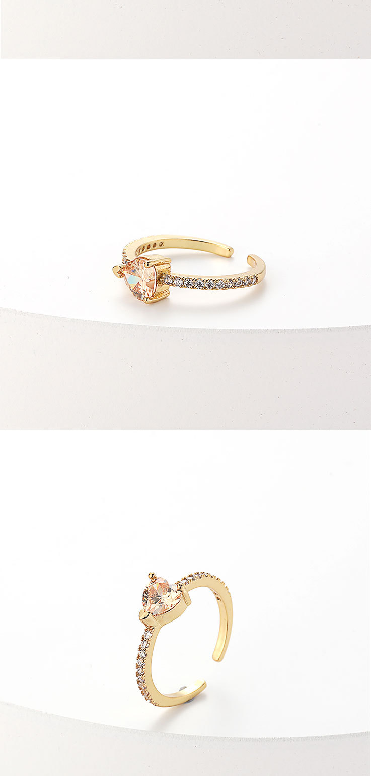 Sweet Heart Shape Copper Open Ring Zircon Copper Rings
