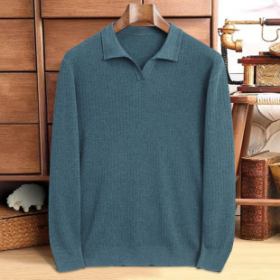 V-Neck Sweater Men's Autumn and Winter Korean Style Youth Knitted Bottoming Top Niche Comfortable Loose Polo Top