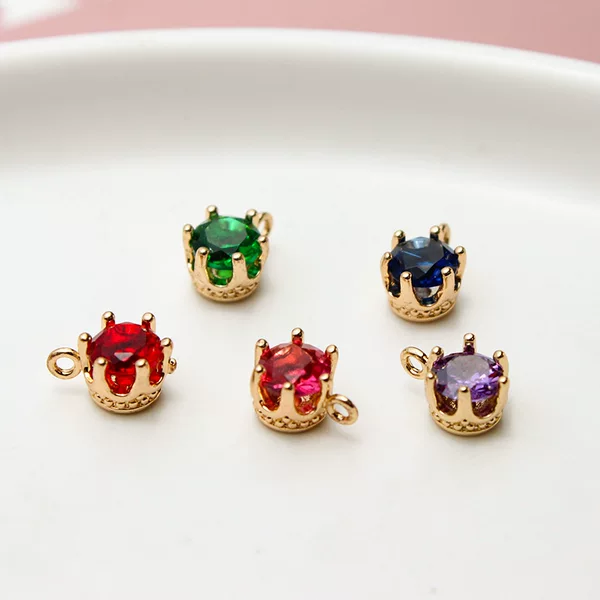 DIY jewelry accessories copper gold plated micro inlaid zircon Crown small Diamond Cup pendant earrings necklace bracelet making material
