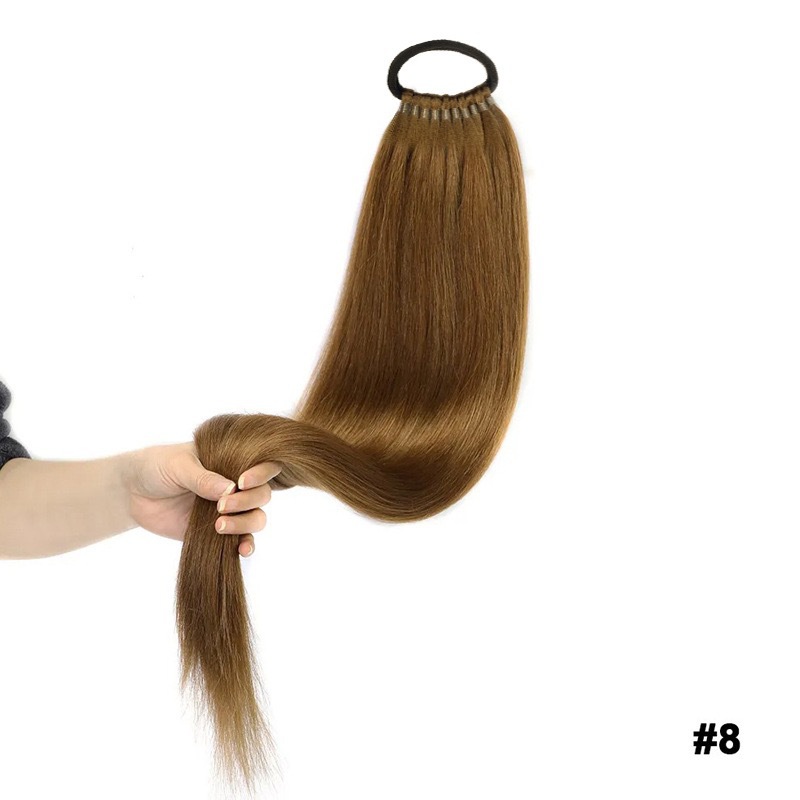Transfronterizos Europeos y estadounidenses de cola de caballo Straight Ponytail peluca de cola de caballo larga barra de goma peluca de fibra química