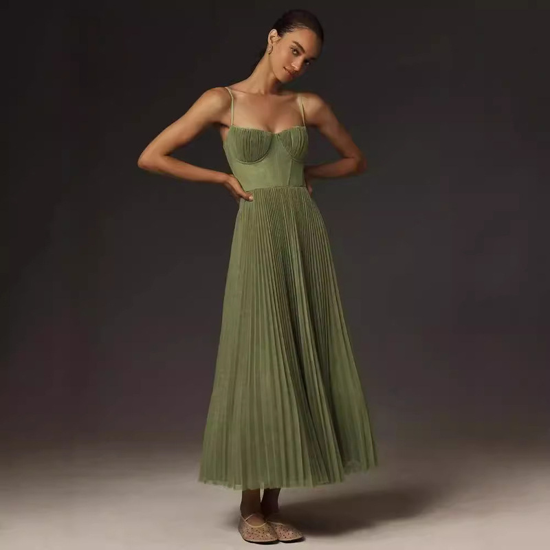 Evening Dress New Dress Sexy Suspender Backless Long Dress Sleeveless Deep V Slim Bridesmaid Dress Skirt for Women