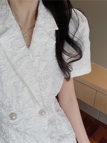 Summer Suit Dress French Style Short Sleeve Waist Cinching Slimming White Puff Sleeve Short Skirt for Women in 2025