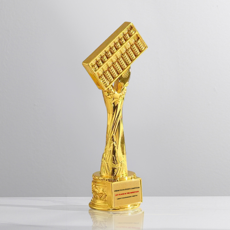 Trofeo de cristal de resina creativo, premios de producción, premios de competición deportiva de gran venta, recuerdos de reuniones anuales de empresa chapados en oro