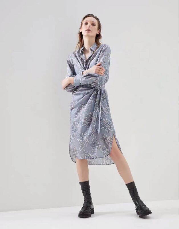 Italy BC 2023 New Arrival Printed Silk Dress Oil Painting Textured Printed Dress