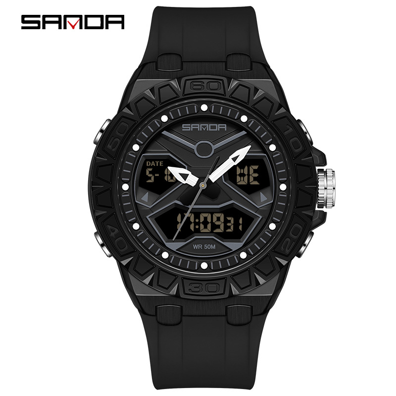 Sanda reloj juvenil reloj multifuncional moda coreana al aire libre deportivo impermeable reloj electrónico de hombre venta directa mayorista
