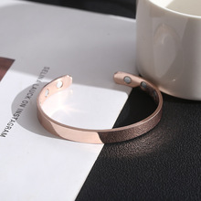 跨境热卖磁性手镯欧美饰品纯光面磁石开口玫瑰金手环男女士磁吸