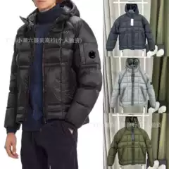 Cp Overseas Company Men's Plaid Quilted Badge Lens American-Style Hooded Jacket for Outdoor Activities