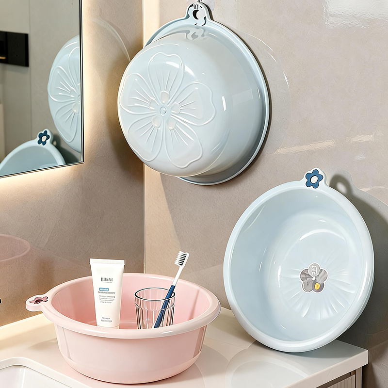 Thickened Household Washbasin, Hangable Plastic Basin for Washing Vegetables, Washing Buttocks, Durable, Large and Small Sizes, for Laundry and Foot Washing
