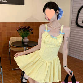 纯欲甜美风香芒夏日新款波点背心吊带泡芙小众设计高级甜美连衣裙