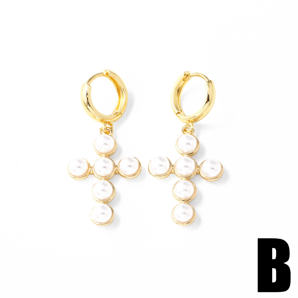 Heart Shape Pattern 1 Pair Simple Style Heart Shape Inlay Copper Pearl Drop Earrings