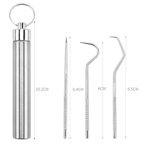 304 stainless steel toothpick set, portable storage tube, care metal toothpick, oral tooth cleaning tool