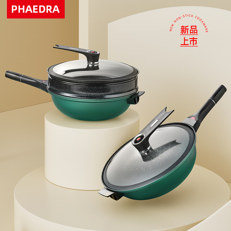 Gift Micro-pressure Stew Wok Household Flat Bottom Multi-functional Vacuum Non-stick Pan Gas Induction Cooker Universal
