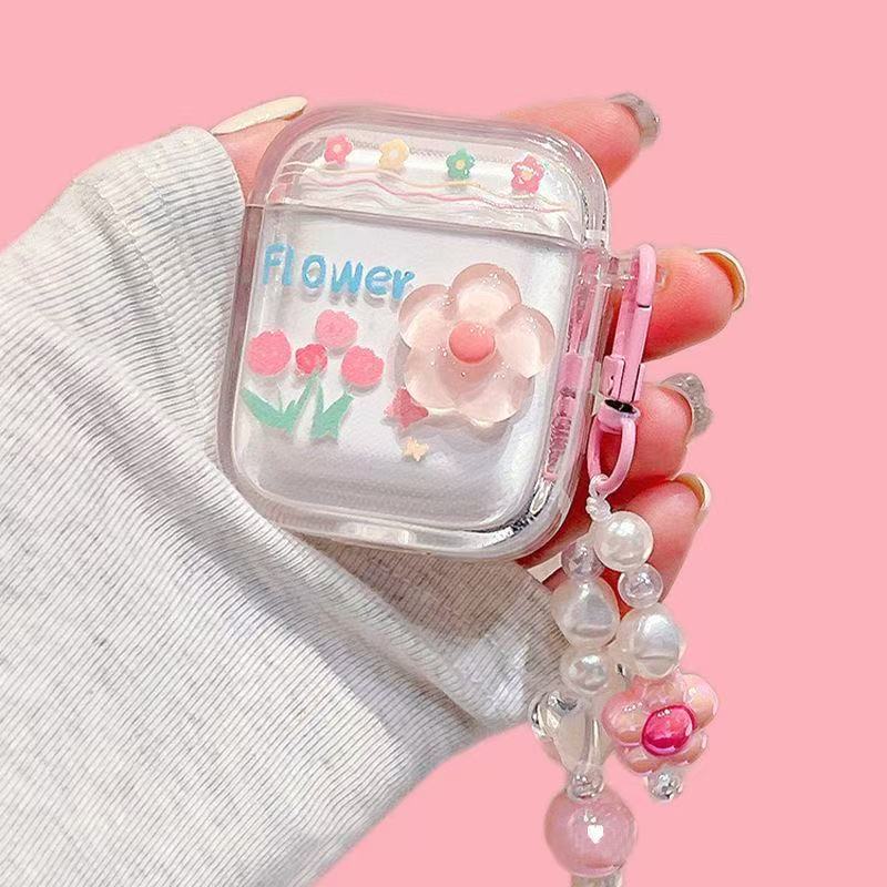 Pequeña funda de auriculares de flores frescas para Apple Airpods 4 funda de protección Airpodspro3 funda de auriculares