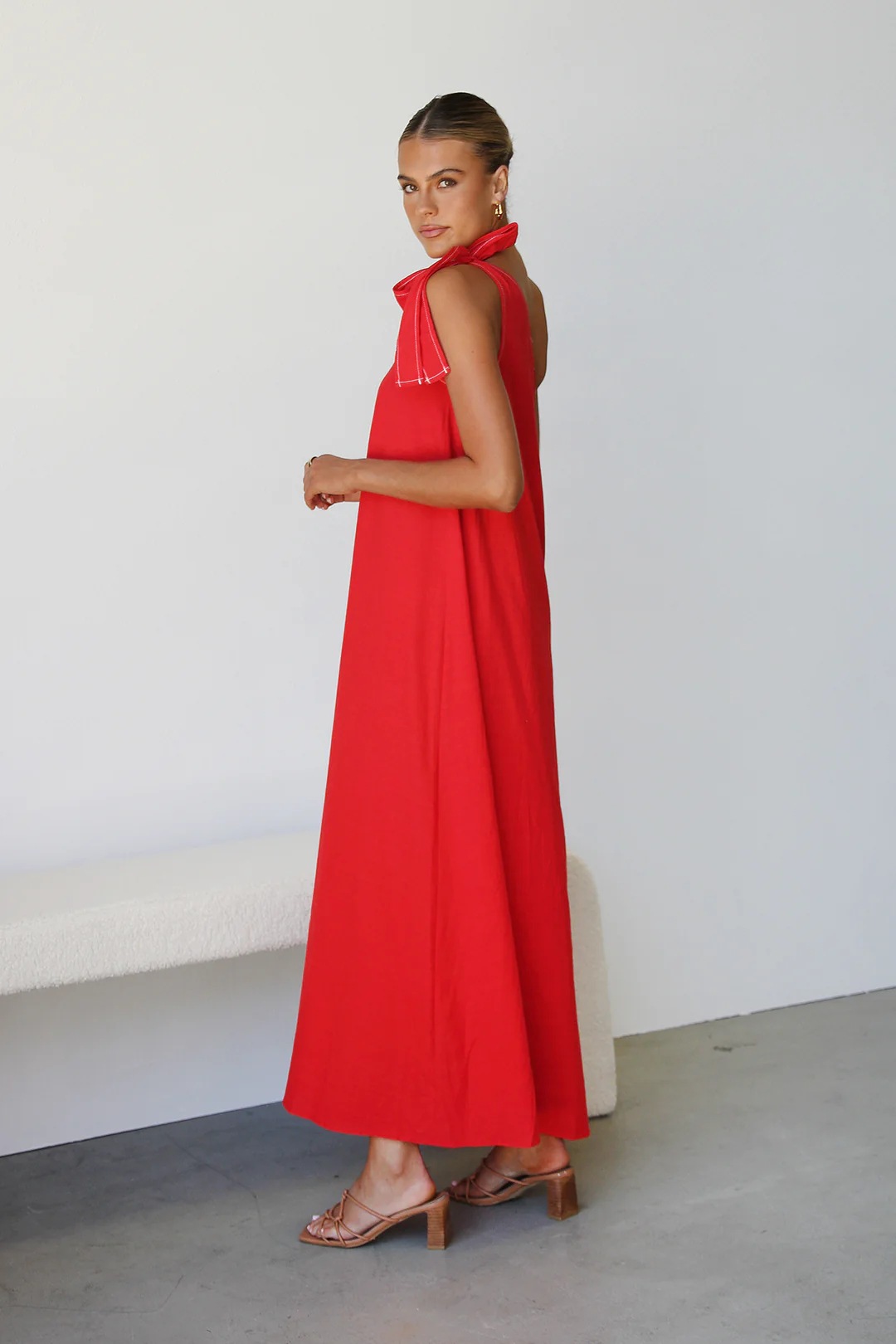 Summer Halter One Shoulder Lace up Elegant Solid Color Maxi Dress Dress Women