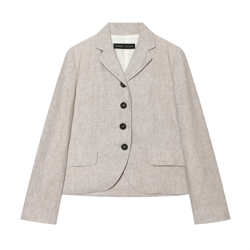 Wholesale foreign trade cross-border 2026 new European and American summer linen blend straight-cut blazer jacket 7758856 Wholesale foreign trade cross-border 2026 new European and American summer linen blend straight-cut blazer jacket 7758856