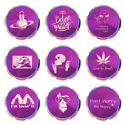 63mm鼓型4層幻彩炫彩金屬鋅合金碎煙器跨境磨煙器外貿貨源研磨器