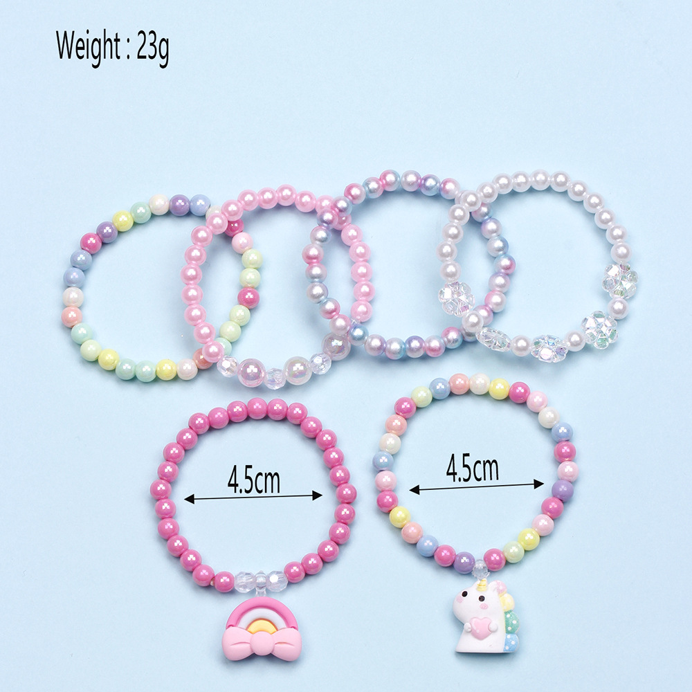Cute Rainbow Unicorn Resin Beaded No Inlaid Bracelets
