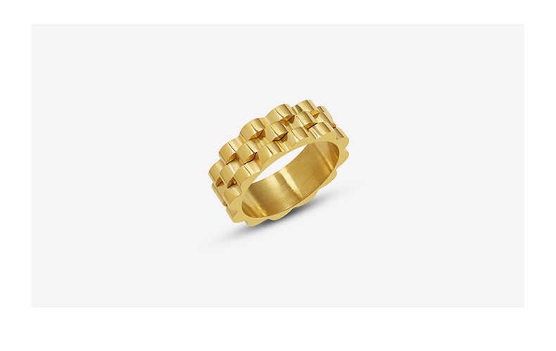 marka Exaggerated Cold ins Wind Thick Strap Retro Fade-Free Ring Titanium Steel Plated Gold Ring_voghion.com