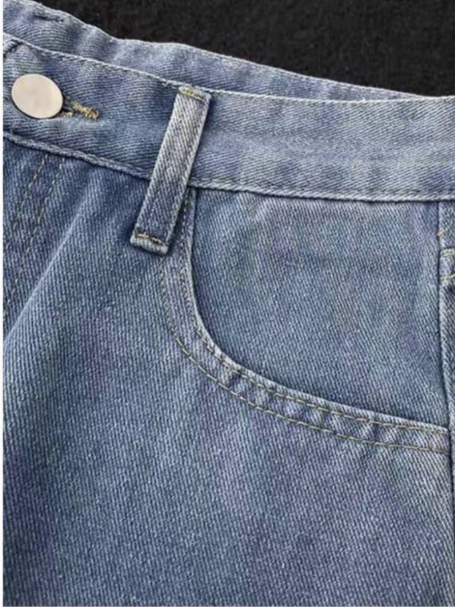 Men's Vintage-Inspired Washed Jeans Streetwear Straight-Leg Pants Drawstring Waist Lightweight Distressed Finish S-5XL_mkmklike.com