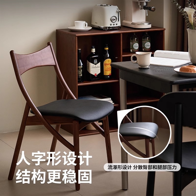 Dan Fansi Silla de comedor con orejas de gato Silla de ocio de madera maciza para el hogar Silla de respaldo individual Silla de diseño de estilo antiguo