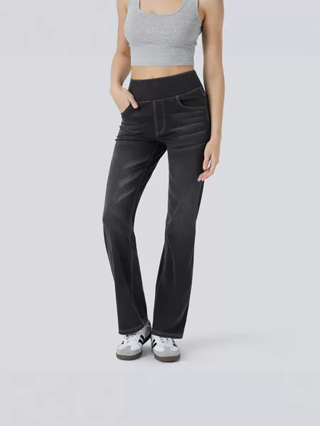 2025 European and American High-Waisted Loose Zipper Straight-Leg Jogger Pants Slim-Fit Wide-Leg Women's Jeans Versatile Stylish Commuter Wear