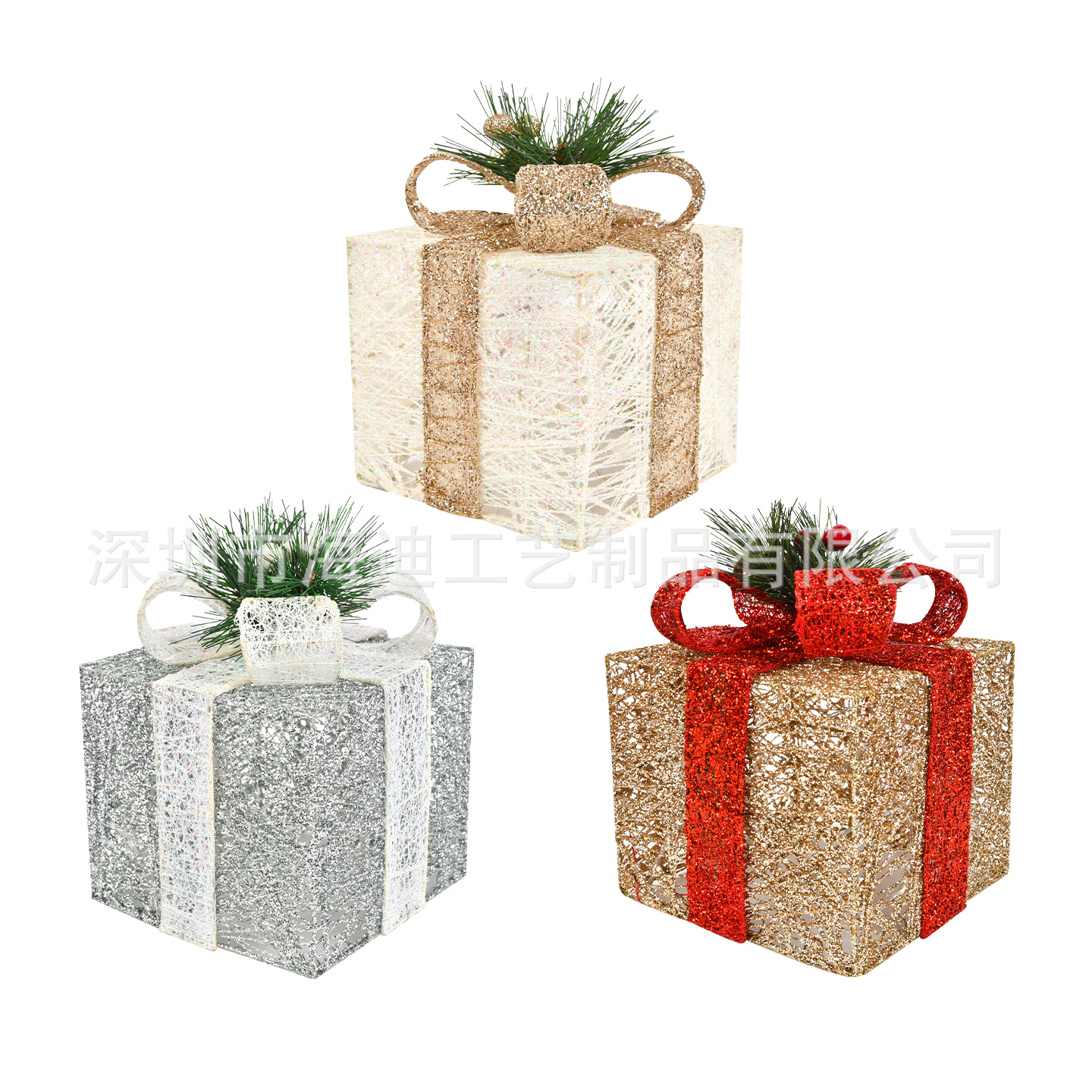 Decoración de Navidad caja de regalos luminosa decoración creativa ventana de baterías hotel árbol de Navidad diseño