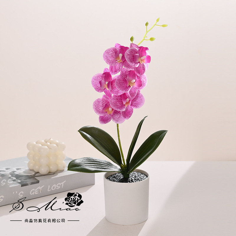 Orquídea Phalaenopsis Artificial en Bonsái, Suministrada Directamente por el Fabricante, Plantas Artificiales Creativas para Decoración de Interiores, Flores Artificiales, Plantas en Maceta Simuladas