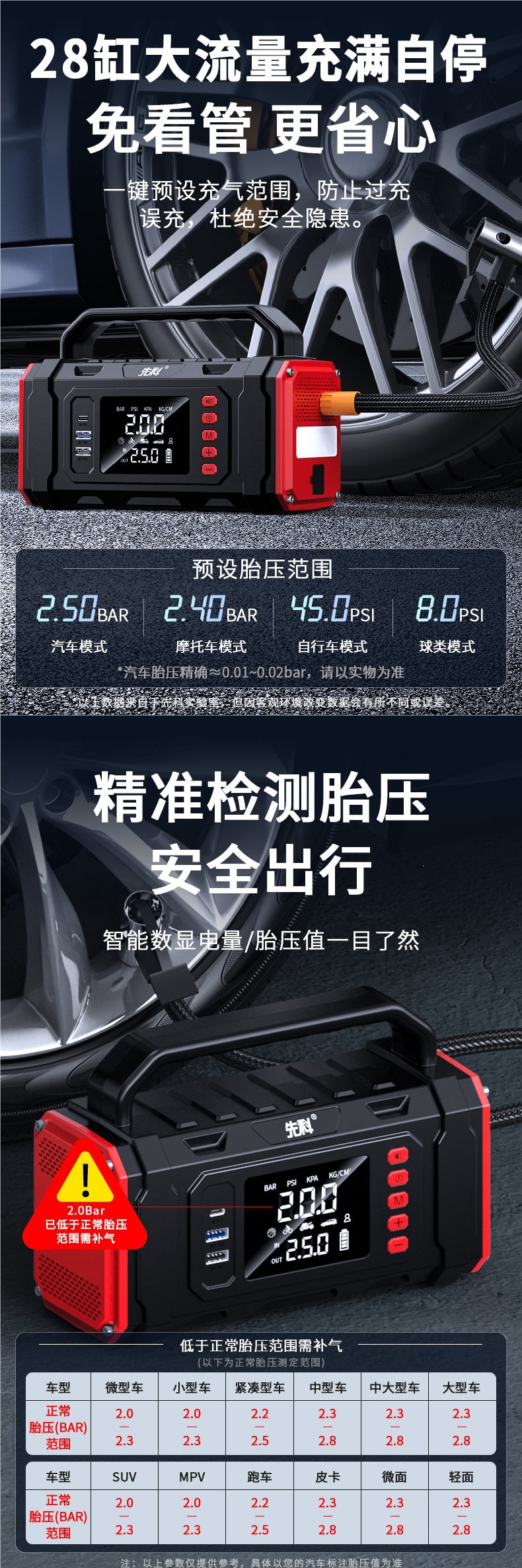 Xianke Car Emergency Starting Power Supply and Car Air Compressor All-in-One Machine, Large Capacity Power Bank, Battery Jump Starter
