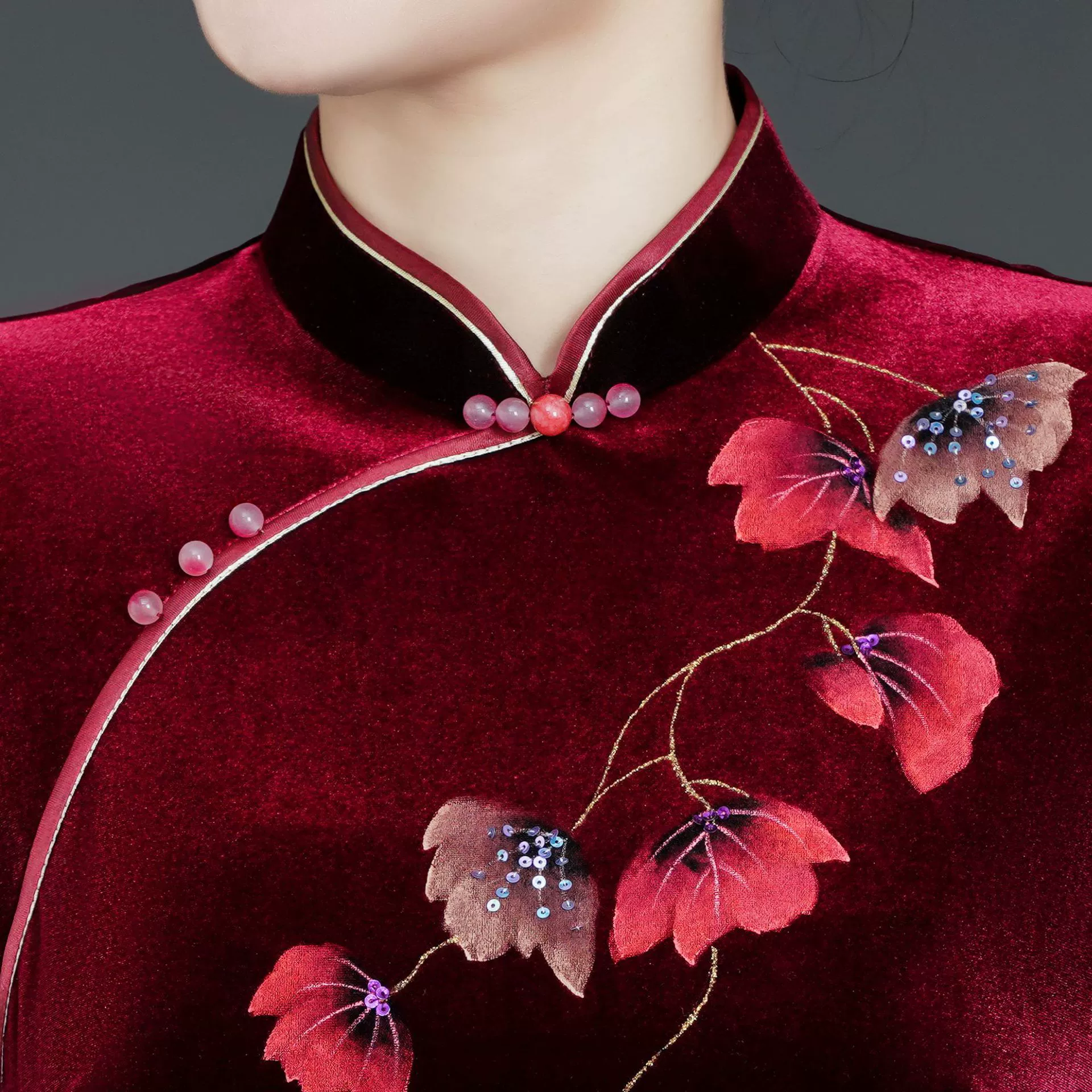 Тёплая длинная qiong-сампа для матери, бархатное платье, для людей среднего возраста