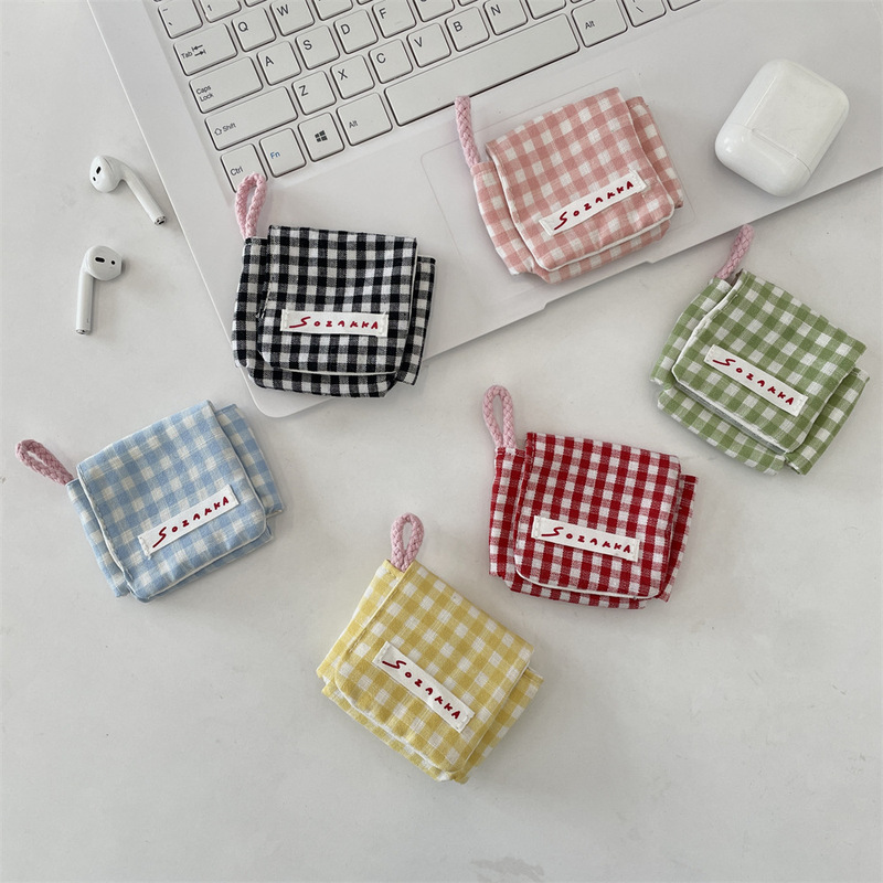 54102 Mini Cute Headphone Protective Cover Apple Headphone Storage Bag Portable Flip Soft Shell Bluetooth Headphone Bag