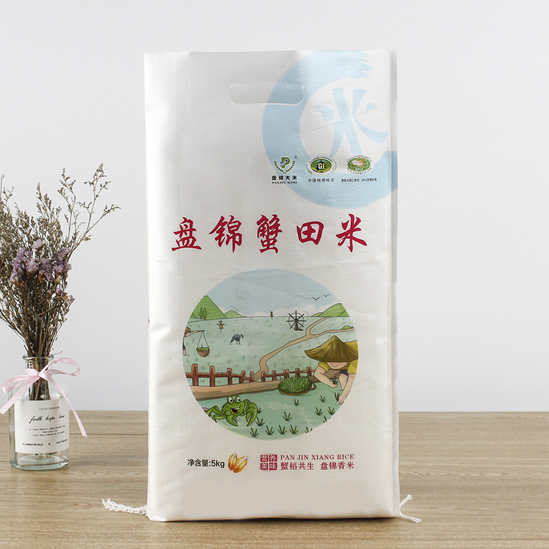 手提5kg/10公斤大米编织袋创意真空食品包装袋覆膜蛇皮编织袋批发