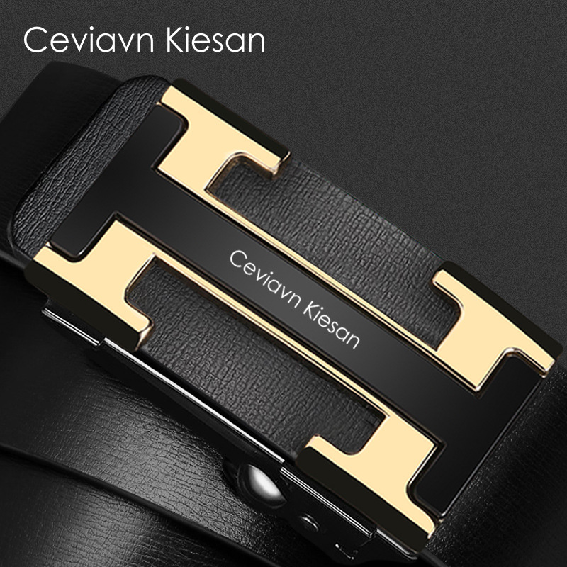 Ceviavn kiesan correa de cuero de los hombres Venta caliente desdentado hebilla automática de negocios fabricante de Cinturón de piel de vaca en stock