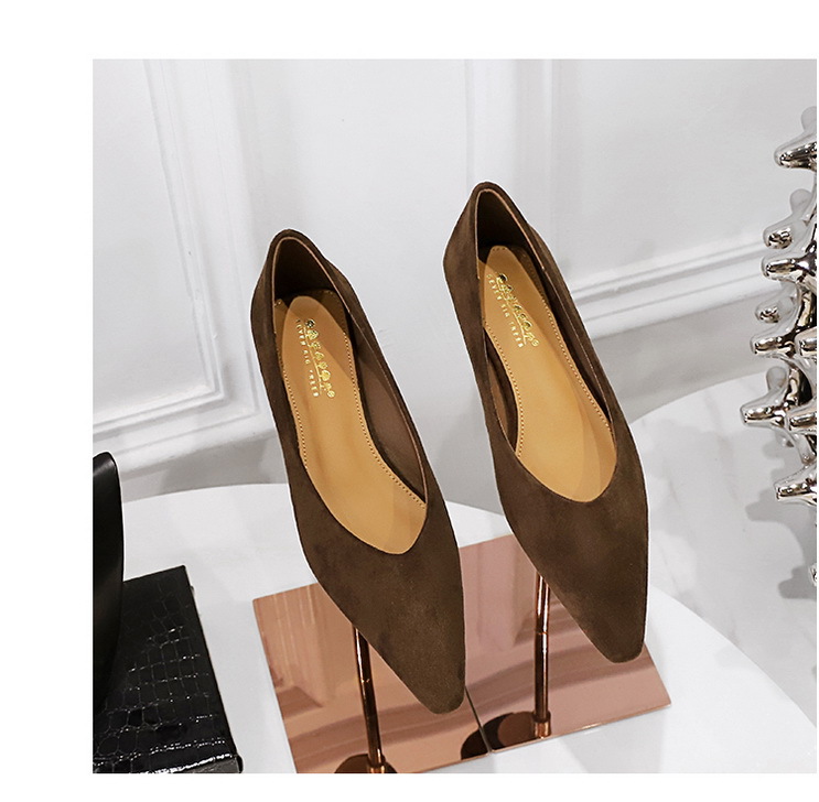 Täglicher einfacher Komfort Wildleder spitzer flacher Mund niedriger Absatz Schrägabsatz Einzelschuhe Damen Einzelschuhe_voghion.com