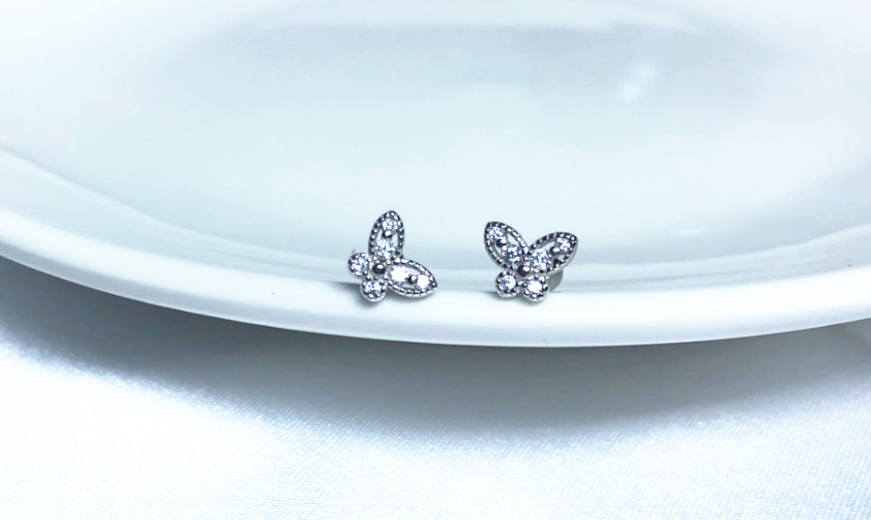 5g Weight Zircon Inlay Material Ear Studs Classification 1 Pair Quantity Daily Occasion 925 Sterling Silver Material Butterfly Pattern Women's Gender Plating, Inlay Design Simple Style Style 1 Pair 925 Sterling Silver Zircon Butterfly Ear Studs 15